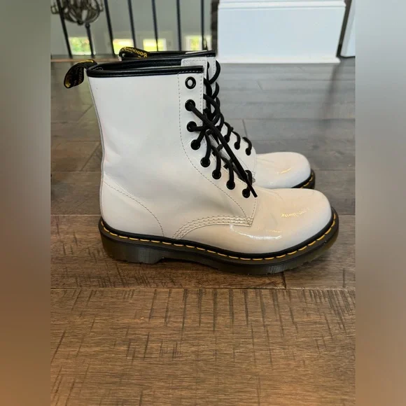 Dr. Martens White Combat Boots - Picture 2 of 6